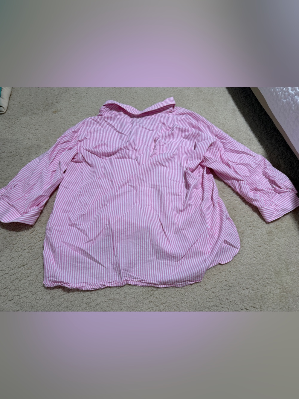 Cider Pink & White Striped Relaxed Button-Down Blouse - Picture 3 of 3